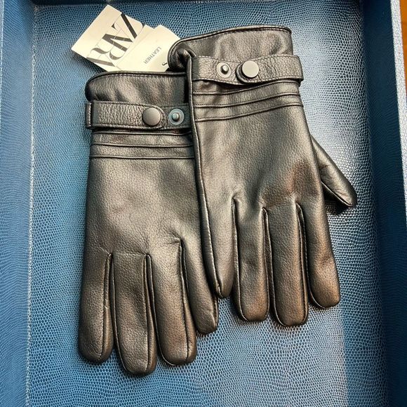 NWT Zara leather gloves with topstitching - Picture 4 of 8